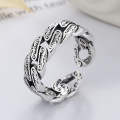 wholesale S925 Sterling Silver Retro Geometric Irregular Open Ring with a Unisex and Trendy Style-0-0