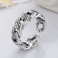 wholesale S925 Sterling Silver Retro Geometric Irregular Open Ring with a Unisex and Trendy Style-781FJ/approx. 7g Adjustable opening