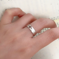 wholesale S925 Sterling Silver Openwork Cross Adjustable Ring Unisex Korean Matte Silver Vintage Minimalist Band-0-1