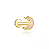 wholesale S925 Sterling Silver Geometric Heart Zircon Stud Earrings With Flat Threaded Piercing-Single gold #21 (1.2*6)