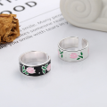 wholesale S925 Silver French Resin Tulip Flower Sweet and Elegant Creative Design Adjustable Ring-0-2