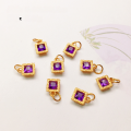 wholesale S925 gold-plated silver natural amethyst topaz square bead accessories DIY semi-finished bracelet necklace strand-0-2