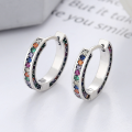 wholesale S925 Sterling Silver Korean Style Colorful Zircon Inlaid Circle Simple Ins Geometric Stud Earrings-0-0