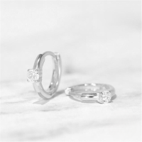 wholesale S925 Sterling Silver Minimalist Diamond Accent Versatile Ear Cuff Hoop, Trendy INS Simple Luxury Circle Ear Jewelry-Platinum 925 silver