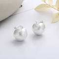wholesale S925 Sterling Silver Korean Minimalist Ins Style Brushed Textured Sphere Stud Earrings for Women, Versatile and Chic-0-0