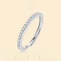 wholesale S925 silver Shiguang stack ring for women, does not fade, fashionable and elegant, layered wearing, full circle ring, lightweight luxury moissanite ring-0-0