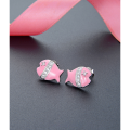 wholesale S925 Sterling Silver Fashion Sweet Lovable Small Fish Earrings with Diamond Inlay and Drip Oil Creative Women's Stud Earrings-0-1