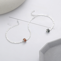 wholesale S925 Sterling Silver Irregular Crushed Silver Spliced Epoxy Printed Bracelet Fashionable Internet Celebrity Light Luxury Style Women's Jewelry-199S//Orange about 6.9g 925 silver