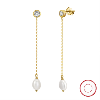wholesale S925 Sterling Silver Earrings with Natural Freshwater Pearls and Zircon Inlay, Simple and Elegant, Direct from Manufacturer-14K gold + 4A zircon + natural freshwater pearl  925 silver