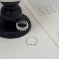 wholesale S925 Sterling Silver Lace Edge Ring Women's Korean New Style ISN Trendy High-end Niche Openable Heart Ring-0-3
