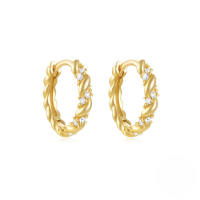 wholesale S925 Sterling Silver Geometric Earrings With Classic Zircon Inlay, A Hot-selling Creative Earring In Europe And America-Gold#1 925 Silver