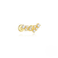 wholesale S925 Sterling Silver Pearl Butterfly Spiral Cartilage Ear Stud With Geometric Zircon Inlay-Single gold #3