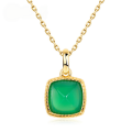 wholesale S925 gold-plated new fashion minimalist sugarloaf green agate pendant choker necklace niche wholesale jewelry-0-6