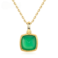 wholesale S925 gold-plated new fashion minimalist sugarloaf green agate pendant choker necklace niche wholesale jewelry-10K gold + swimming paint (pendant does not include chain)  925 silver
