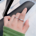 wholesale S925 Sterling Silver Couple Rings, a pair of diamond-shaped men's and women's Korean-style lightweight luxury long-distance relationship niche trendy rings-0-2