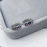 wholesale S925 Sterling Silver Maker Three Emperor Coins Resin Plain Silver Ear Clasps, Fashionable Minimalist Chinese Style Versatile Earrings Hoops-Copper Coin Earrings 925 Silver