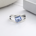wholesale S925 Sterling Silver Multi-Layer Cross Inlaid Blue Zircon Ring Fashion Commuting Light Luxury Design Index Finger Ring-0-1