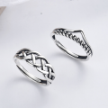 wholesale S925 Sterling Silver Vintage Multi-layer Braided Wrap Ring, Korean Style Individualistic Punk Minimalist Versatile Women's Ring-0-0