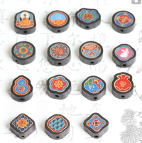 wholesale Metal material natural sandalwood gourd rabbit auspicious cloud fretwork blessing bag spacer beads handmade DIY beaded antique jewelry accessories-7#