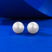 wholesale S925 Sterling Silver Full Body Strong Luster Pearl Earrings for Women, French Style, Daily Wear, Fashionable and Versatile-E440 White beads 10mm 925 silver