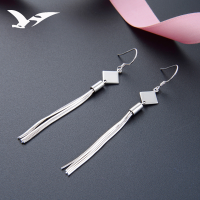 wholesale S925 Sterling Silver Korean Style New Small Fresh Women's Earrings Rhombus Long Tassel Viral Ear Wholesale-Earrings-Not with Silver Earrings 925 Silver