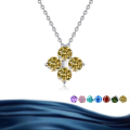 wholesale S925 Sterling Silver Four-Leaf Clover Moissanite Necklace, Light Luxury Temperament European and American Pendant, Niche Design Sense Collarbone Chain-0-10
