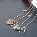 wholesale S925 silver plated rose gold Korean retro fashion cute internet-famous zircon geometric cartoon mouse necklace-0-1