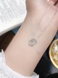 wholesale 999 Pure Silver Butterfly Tassel Four-Leaf Clover Necklace for Women, Small Batch Design, High-End Feel, Light Luxury Collarbone Chain, Gift for Girlfriend-0-36