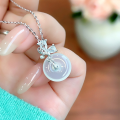 wholesale S925 Sterling Silver New Chinese Style Butterfly Pure Silver Peace Buckle Icy Chalcedony Necklace for Women with Ins Floral Zircon Pendant Choker Chain-0-0