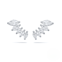 wholesale S925 Sterling Silver Marquise Zircon Floral Petal Stud Earrings,-Platinum 925 silver