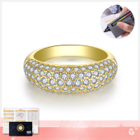 wholesale 18k Gold Plated S925 Silver Minimalist Full Diamond Half Circle Moissanite Row Ring for Women, Vintage Old Money Style-Gold (1.2ct)  US size 5