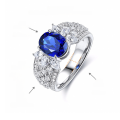 wholesale S925 silver gold-plated, lab-grown sapphire 15ct high-grade jewelry royal blue oval ring for TikTok live sales-0-5