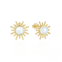 wholesale 925 Sterling Silver Opal Sun Micro-set Small Geometric Earrings,。-Gold 925 silver