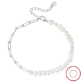 wholesale S925 Sterling Silver Baroque Pearl Charm Bracelet with Herringbone Chain Links for Wholesale-0-5
