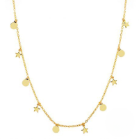 wholesale S925 Sterling Silver New Round And Star Pendant Choker Necklace, Korean Style-gold
