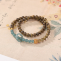 wholesale Metal material, natural sinking water agarwood double-strand bracelet for women, stacked wear jadeite bracelet, blue water ice type jade stone, new Chinese style sandalwood jade-0-1