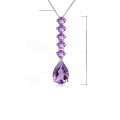 wholesale S925 Silver Inlaid Natural Gemstone Necklace Pendant with Luxurious High-End Natural Amethyst-0-0