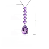 wholesale S925 Silver Inlaid Natural Gemstone Necklace Pendant with Luxurious High-End Natural Amethyst-Gemstone pendant (including silver chain)  925 silver
