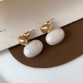 wholesale Metal material Korean version fashion lightweight luxury sense bean earrings simple two-tone personality drop small niche personality temperament earrings-0-2