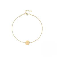 wholesale S925 Sterling Silver Engraved Round Tag 26 Letters Charm Bracelet For Women Daily Wear-Gold-K 925 silver