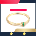 wholesale 18K Yellow Gold, 14K Rose Gold, 9K Gold Light Luxury Genuine Emerald Ring for Women, Gemstone Pinky Ring, Fashion Commuter Jewelry-0-1