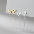 wholesale S925 Sterling Silver Exquisite Korean-style Minimalist High-end Ins-style Unique Heart Line Ear Thread M05540-0-0