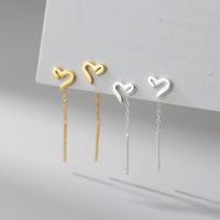 wholesale S925 Sterling Silver Exquisite Korean-style Minimalist High-end Ins-style Unique Heart Line Ear Thread M05540-Gold 925 silver