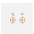 wholesale S925 Sterling Silver Diamond-Studded Sweet Lucky Four-Leaf Clover Ear Studs Earrings for Women, New Korean Style Fashion Elegant Jewelry Ear Accessories-0-0