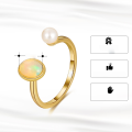 wholesale 925 Sterling Silver Jewelry, Natural Opal Open Ring, Fashionable and Versatile Band, Direct from Manufacturer-0-1