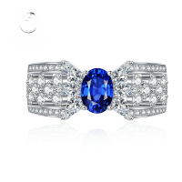 wholesale S925 Sterling Silver New 5*7 Royal Blue High-End European and American Cross-Border Ins Style Stackable Ring-R615 Royal Blue No. 9