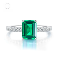 wholesale S925 Sterling Silver New Retro Rectangular 6*8 Green Zircon One-Carat High Carbon Diamond Women's Ring-R073 Emerald Ring Size 9