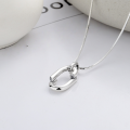 wholesale S925 Sterling Silver Geometric Irregular Oval Snake Chain Necklace, Personality Ins Design Pendant Choker-0-2