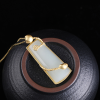 wholesale [925 Silver Gold-Plated] New Chinese Style Retro Trend White Jade Pendant with Certificate, Lotus Pod Inlaid with Hetian Jade Pendant for Women-Lotus Hetian Jade Pendant (Not including necklace)  925 Silver
