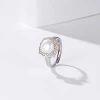 wholesale S925 Sterling Silver Freshwater Pearl Ring for Women, Summer New Trendy Fashion Adjustable Index Finger Ring Jewelry-Freshwater Pearl Ring 925 Silver &gt; Adjustable Opening